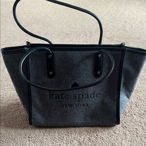 Kate Spade Black and Gray Ella Felt Tote Bag